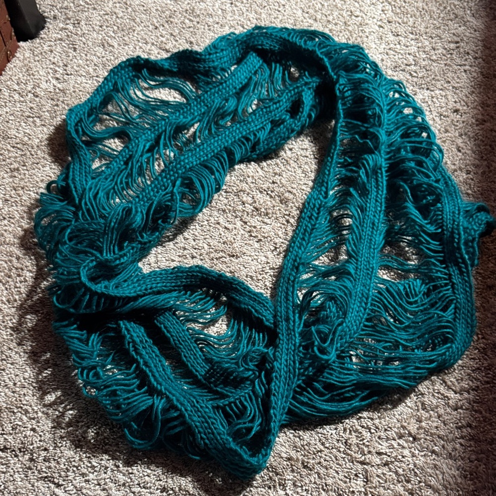 mark. Teal Open-Knit Scarf